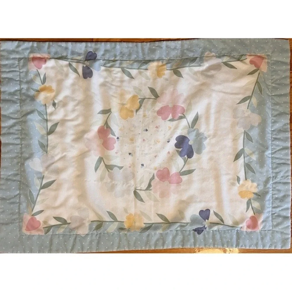 Vintage Pastel Pillow Sham with floral and dots‎